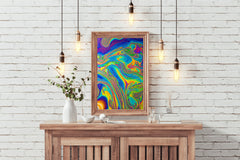 Multicolor Oil Paint Fluid Abstract Wall Art