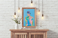 Colorful Watercolor Painting of a Woman Wall Art