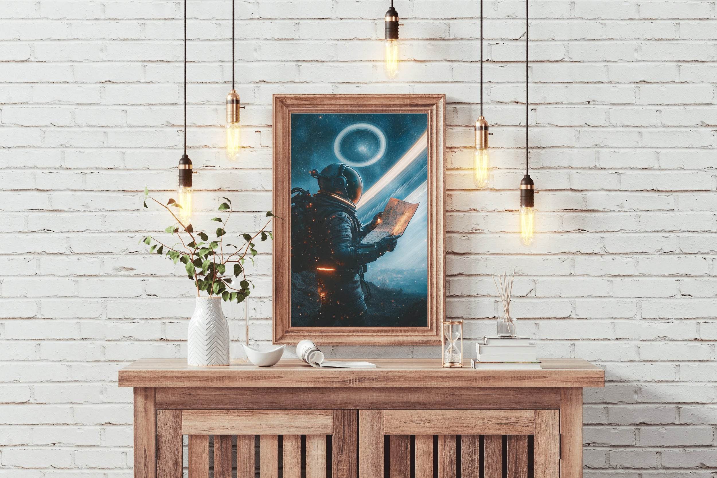 astronaut holding a piece of paper Wall Art - beink online art store