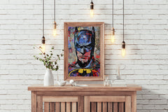 Watercolor Painting of Batman Face Wall Art