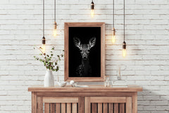 White-Tailed Deer Black & White Wall Art