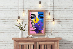 Modern Girl With Flowers Abstract Wall Art