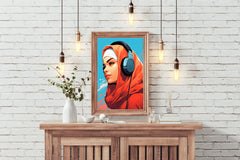 Modern Anime Hijab Girl  Wall  Art