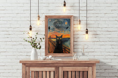 Screaming Black Cat Painting Wall Art