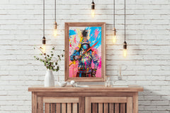 Futuristic Samurai Warrior in Vibrant Colors Wall Art