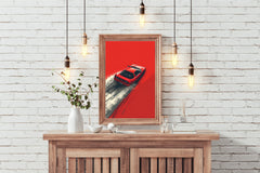 Red Sports Car & Red Background Wall Art