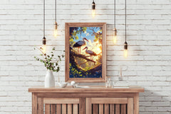 Painting of Beautiful Stork Pair Wall Art - beink online art store