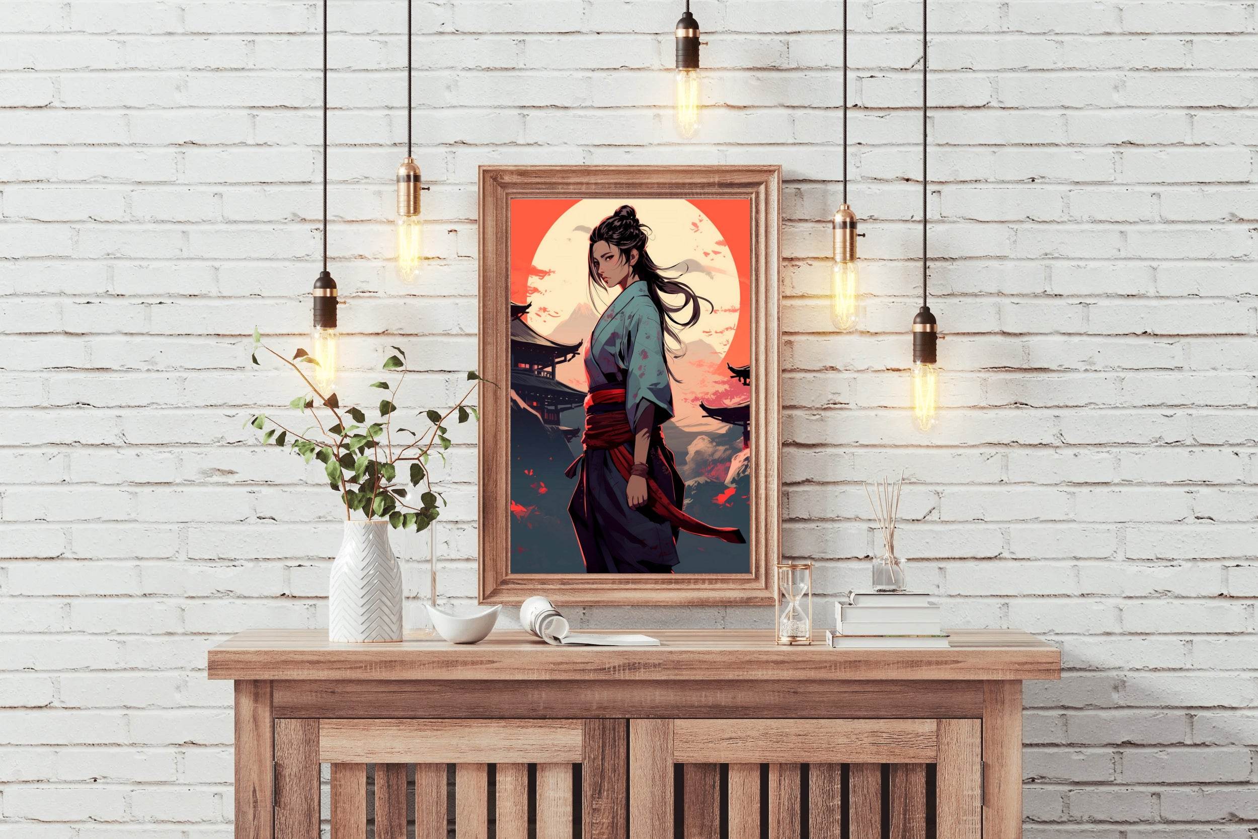 Anime Style Portrait of Traditional Japanese's Samurai Character Anime Wall Art - beink online art store