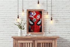 Spider Man Mask with Sticker on Mask Wall Art - beink online art store