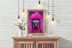 Purple Color Bird Wearing Glasses Wall Art