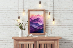 Colorfull Watercolor Mountain Wall Art