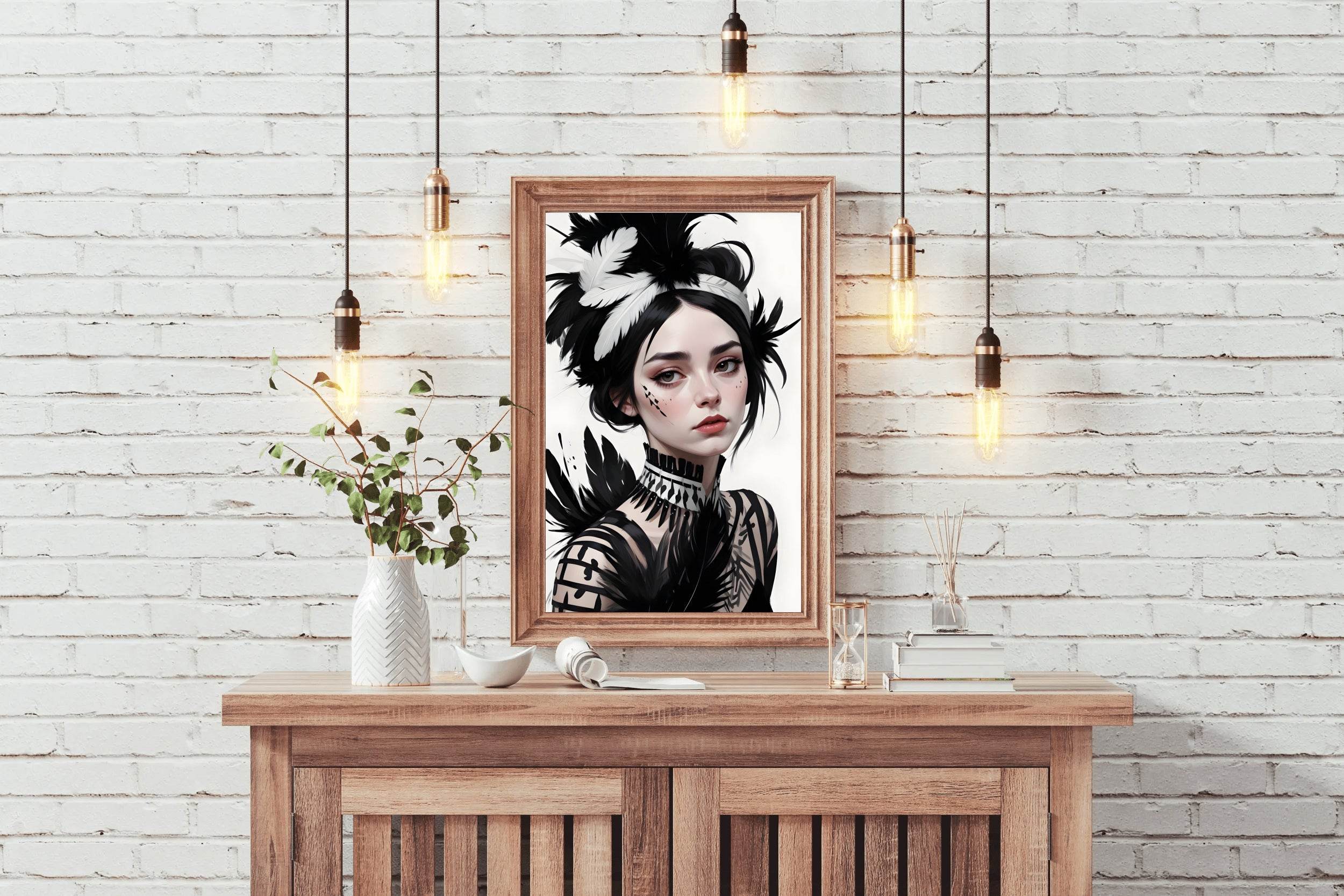 Lady with Feather Clothes Wall Art - beink online art store