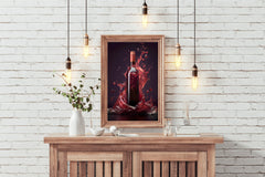 Red Wine Bottle With Purple Background Wall Art