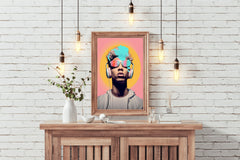 Hey DJ Headphones Wall Art