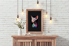 Painting of Colorful Sphynx Cat Animal Wall Art