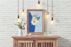 Flowers With Blue Vase Wall Art