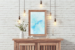 Cyan Color Oil Spread Abstract Wall Art