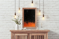 Orange glow night sky with stars wall art