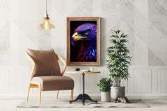 Golden Eagle Painted Blue and Pink Bird Wall Art