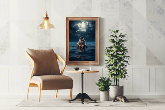 Astronaut diving in ocean Wall Art - beink online art store