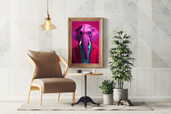 Pink Painted Elephant With Glasses Animal Wall Art