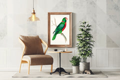 Watorcolor Painting of Green Parrot Wall Art