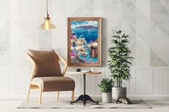 Santorini Sunrise Painting Wall Art