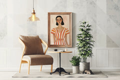 Women in Senset Stripes Dress - Bold Serenity Wall Art