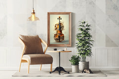 Violin Made of Blocks And Pieces of Wood Wall Art