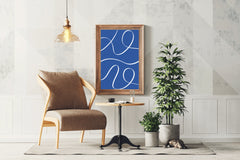 White Lines on A Blue Background Wall Art