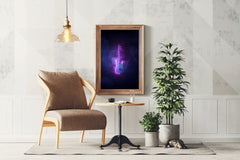 Electric Rock Guitar With Neon Lights Wall Art