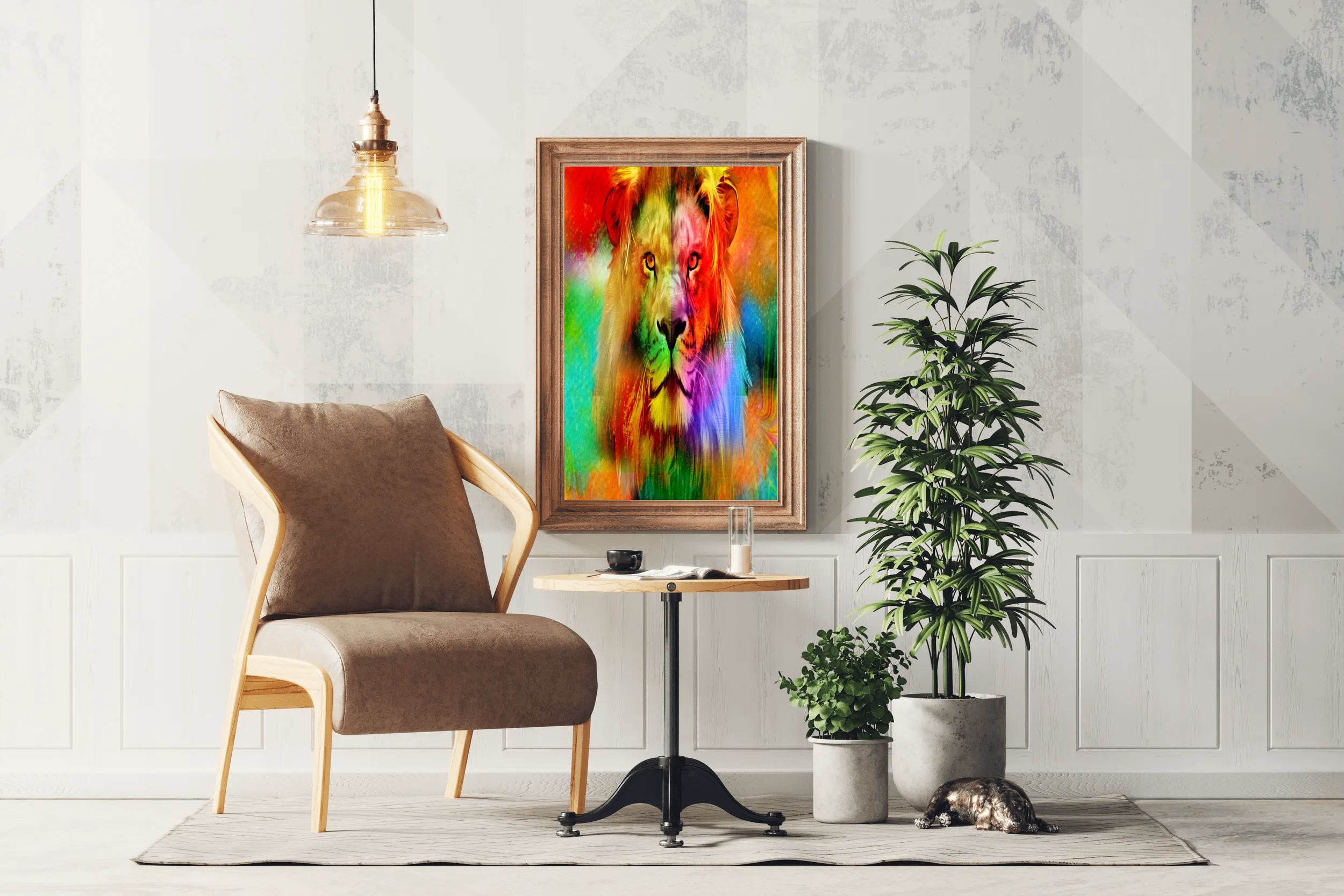 Multicolor Loin Face Wall Art - beink online art store