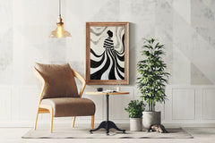 Swirling Silhouette-Black and White stripes Modern Art