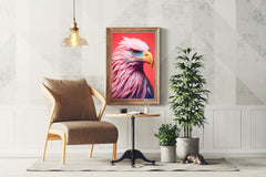 Pink and Blue Painted Eagle Bird Wall Art