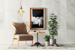 Black and White Brush Strokes Abstract Wall Art