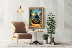 Digital Painting of an Ape Meditating Wall Art