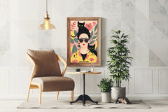 Oil Painting of a Girl With Goggle in Tropical Background Wall Art