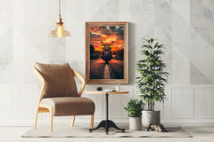 Motorcycle in Sunset Wall Art