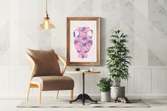 Pink And Blue Vase With Handle Wall Art