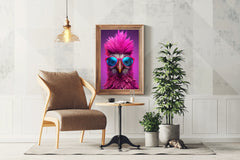 Purple Color Bird Wearing Glasses Wall Art