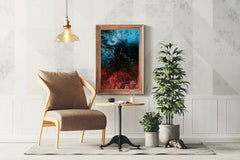 Blue and Red Water Color Liquid Abstract Wall Art