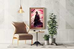 Slender Male Samurai With Short Black Hair Anime Wall Art