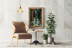 Augustic Guitar With Neon Wall Art