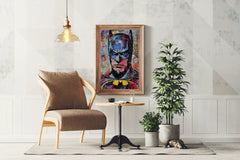 Watercolor Painting of Batman Face Wall Art