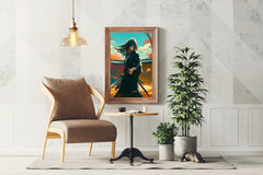 Anime Style Portrait of Traditional Japanese's Samurai Character Anime Wall  Art