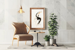 Swirl Black Ink Paint Abstract Wall Art