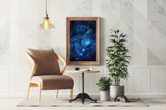 Space with stars blue and black background wall art