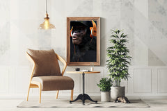 Monkey With Headphones Wall Art