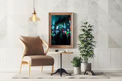 Woman In Neon Cyberpunk Clothes Wall Art