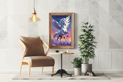 Painting of White Flying Unicorn Wall Art